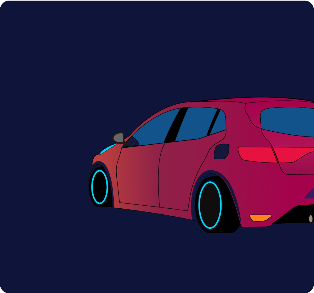 red car on blue background
